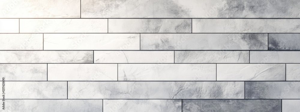 Poster textured gray marble tile wall with rectangular tiles and subtle variations, ideal for backgrounds w
