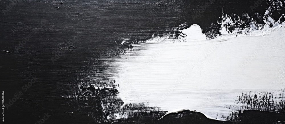 Poster black and white paint texture with abstract strokes and copy space for text placement