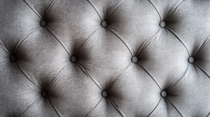 Fototapeta premium Textured gray tufted fabric with button detail for upholstery or background design Copy Space