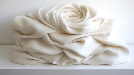 A white oversized T-shirt, casually folded and laid out on a white surface, with the loose fit creating soft wrinkles and a relaxed feel