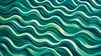 Hypnotic repetitive wave patterns in soothing blue and green hues with minimalist composition and subtle gradients. Mystic Wave. Illustration