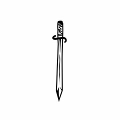 Medieval sword hand drawn vector illustration isolated on white background