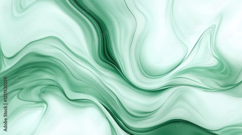 Aufkleber green abstract marble texture with fluid waves and copy space for text placement