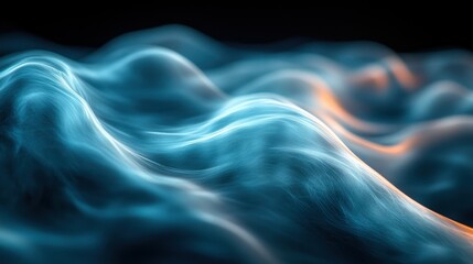 Abstract blue waves flowing, dark background, digital art, website design