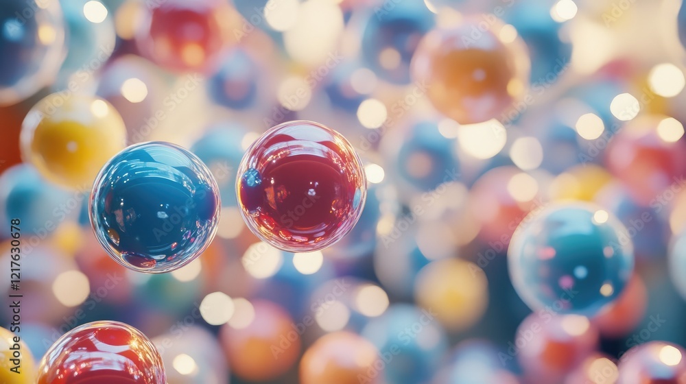 Aufkleber colorful abstract bubbles with blurred background and copy space for text