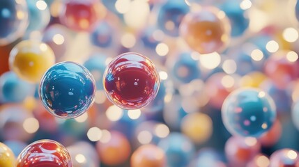 Colorful Abstract Bubbles with Blurred Background and Copy Space for Text