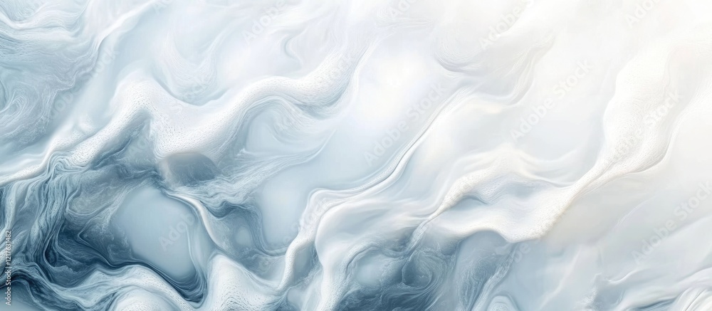 Poster smooth abstract marble texture in soft blue and white tones with gentle waves and copy space for tex