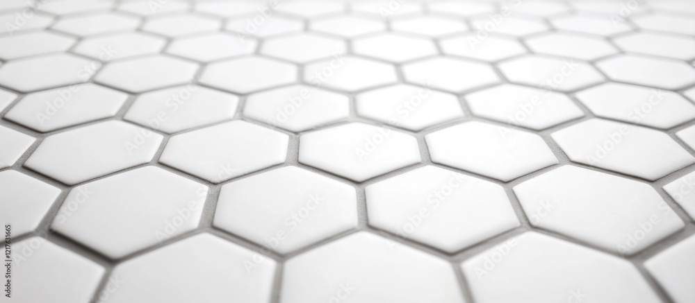 Poster white hexagonal tile pattern with clean lines and glossy finish ideal for interior design applicatio