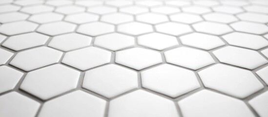 Fototapeta premium White hexagonal tile pattern with clean lines and glossy finish ideal for interior design applications Copy Space