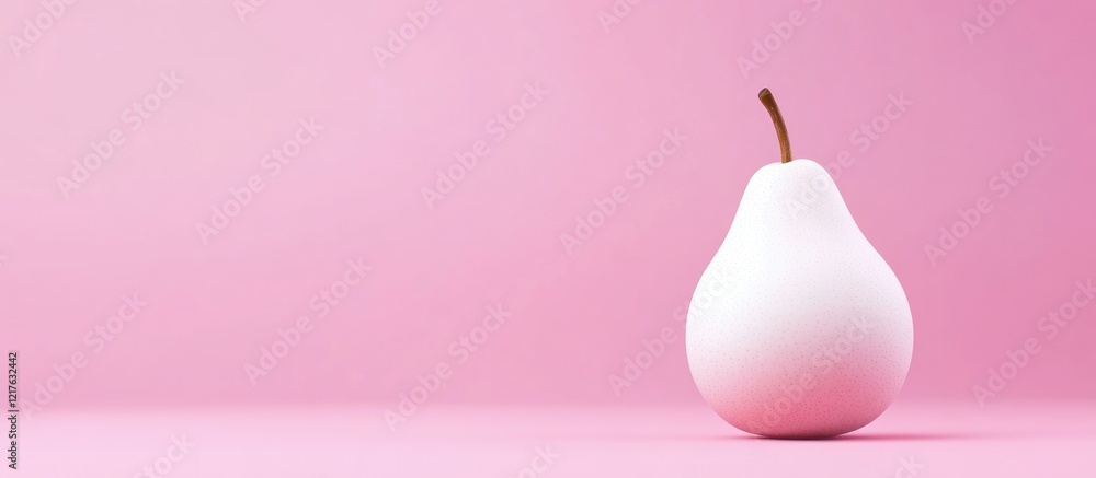 Aufkleber minimalist still life of a single pear on a pink background with focus on fruit and copy space for t