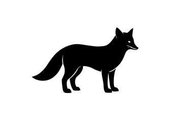 arctic fox black silhouette vector, Simple silhouette Design vector icon with white background. Wild Animal Vector.	
