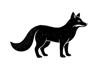 arctic fox black silhouette vector, Simple silhouette Design vector icon with white background. Wild Animal Vector.	