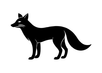 arctic fox black silhouette vector, Simple silhouette Design vector icon with white background. Wild Animal Vector.	