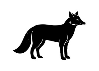 arctic fox black silhouette vector, Simple silhouette Design vector icon with white background. Wild Animal Vector.	