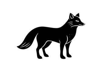 arctic fox black silhouette vector, Simple silhouette Design vector icon with white background. Wild Animal Vector.	