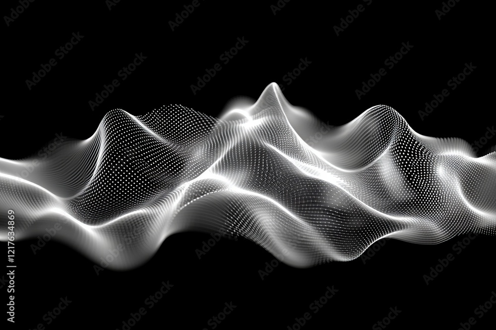 Aufkleber abstract visualization of flowing waves in black and white showcasing intricate patterns in digital 