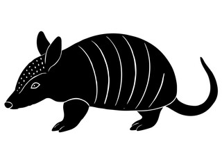 armadillo black silhouette vector, Simple silhouette Design vector icon with white background. Wild Animal Vector.	