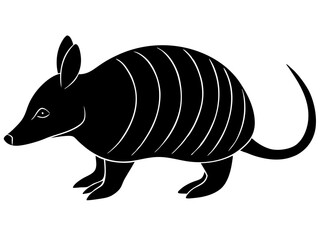armadillo black silhouette vector, Simple silhouette Design vector icon with white background. Wild Animal Vector.	