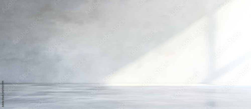 Poster empty minimalist interior with concrete walls and reflective floor showcasing natural light with cop