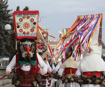 The 31th International masquerade festival Surva in Pernik, Bulgaria. People with mask called Kukeri dance and perform to scare the evil spirits.