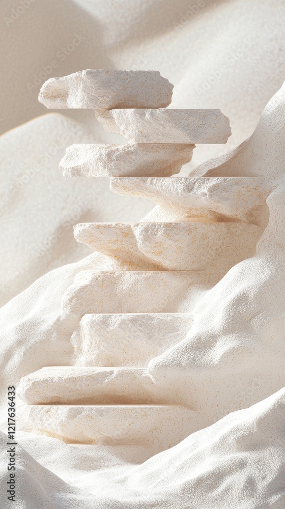 Poster minimalist stacked shapes soft textured background artistic environment close-up view contemporary d