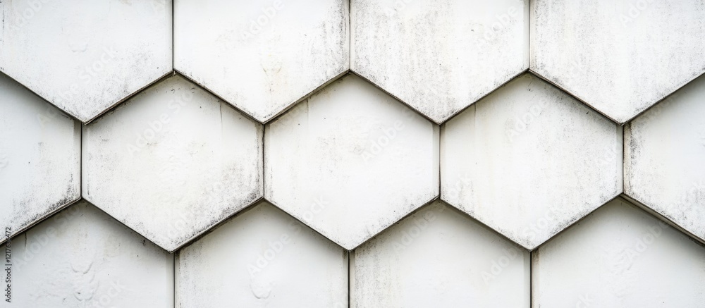 Poster hexagonal white wall texture with subtle imperfections and copy space for text placement