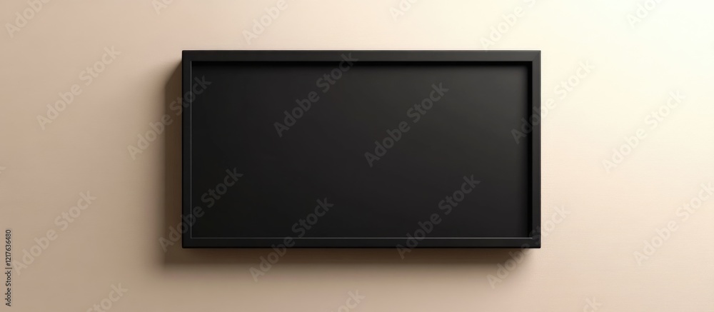 Poster black framed picture frame on a plain wall with copy space for text or images. suitable for displayi