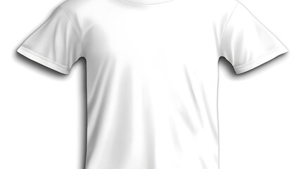 A bright white T-shirt with a flat design lying on a seamless white background, perfect for minimalistic themes