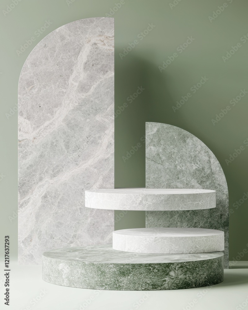 Poster elegant minimalistic layers of soft geometry textures in serene environment abstract modern art