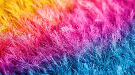 Fototapeta premium Colorful gradient fur texture with pink, purple, and blue tones suitable for background design or textile patterns Copy Space