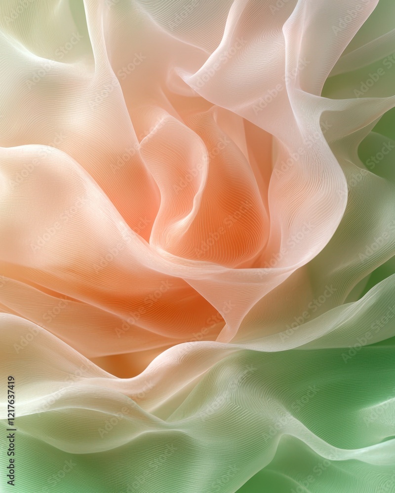 Poster fluid and ethereal abstract fabric layers soft color palette digital art minimalist design smooth te