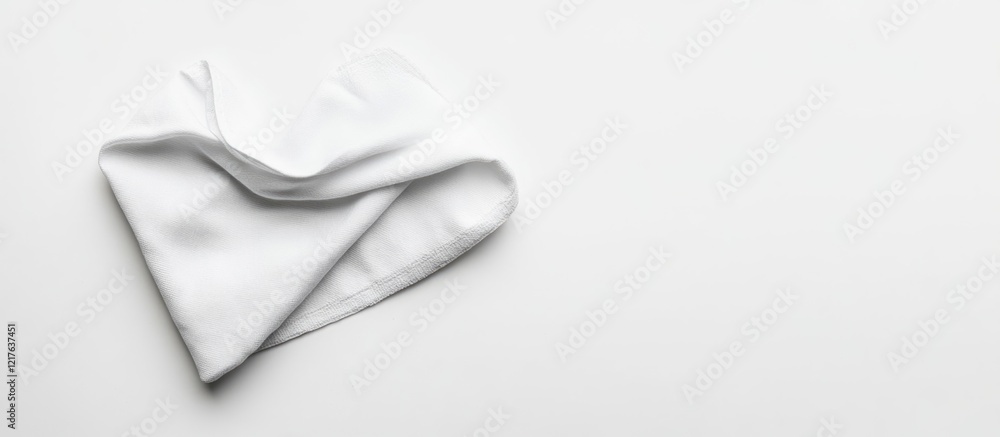 Poster folded white fabric in the shape of a heart on a plain white background with ample copy space for te