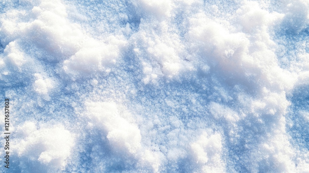 Aufkleber close-up of fresh snow texture with soft white fluff and natural patterns copy space