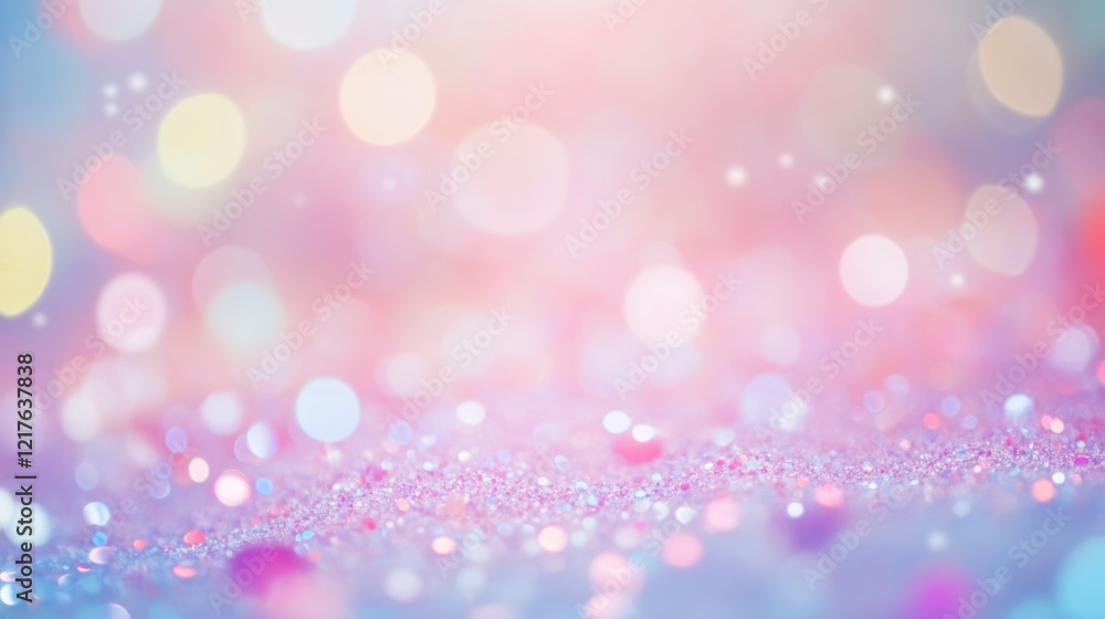 Poster colorful bokeh background with soft pastel hues and sparkling glitter texture suitable for various d