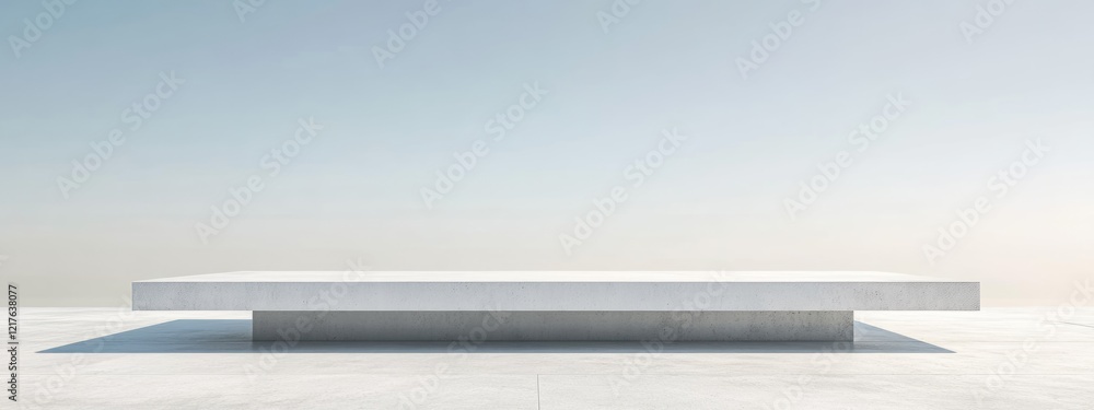 minimalist white display platform on a smooth surface with gradient background and copy space for te