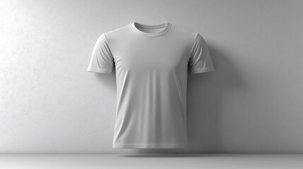 1. A clean white T-shirt displayed flat on a white background, showcasing its subtle fabric texture with realistic details