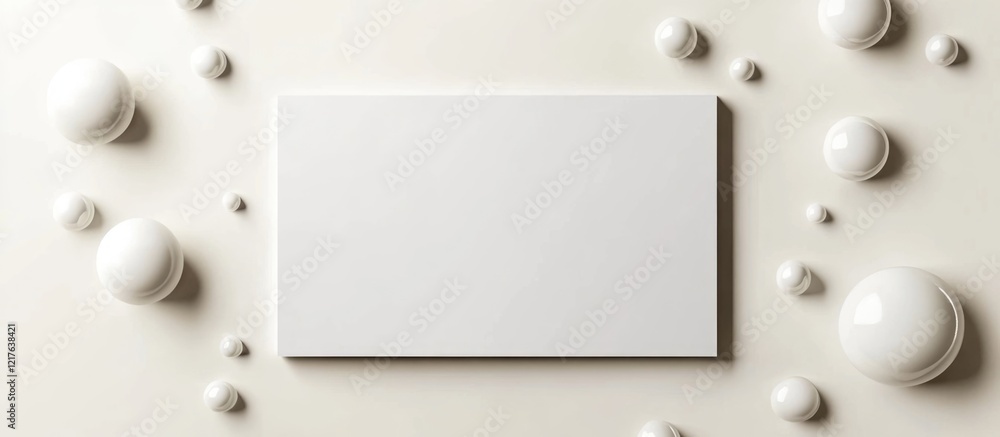 Poster minimalist white blank canvas with circular shapes on a light background and copy space for text or 