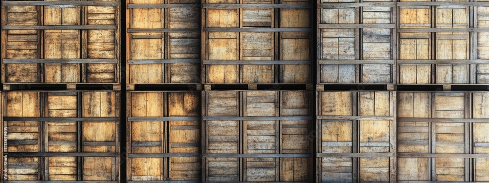 Poster wooden wall panel texture with different shades and patterns, rustic background with copy space for 