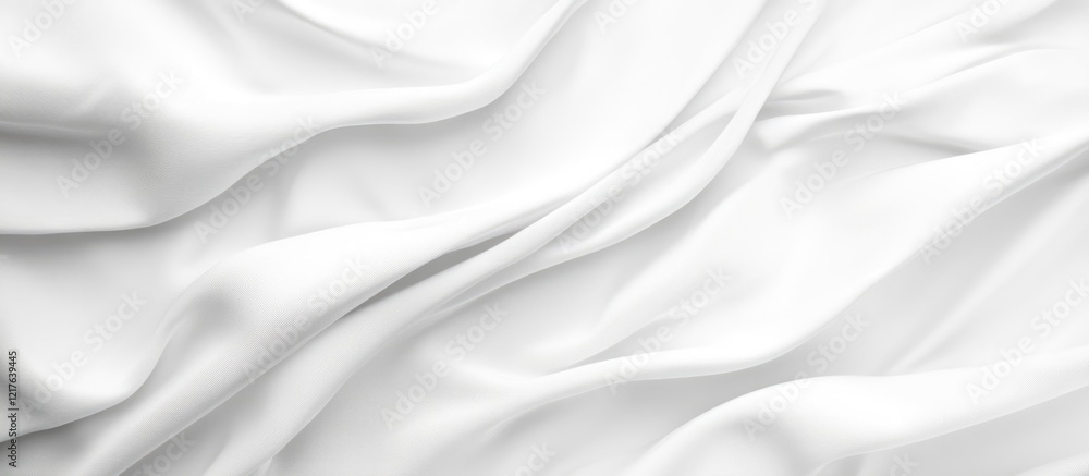 Poster white fabric texture with smooth folds and creases, ideal for background use and overlays, copy spac