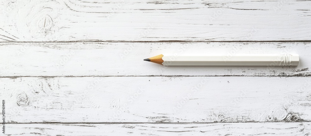 Poster white pencil on a rustic wooden table with copy space for text or design elements