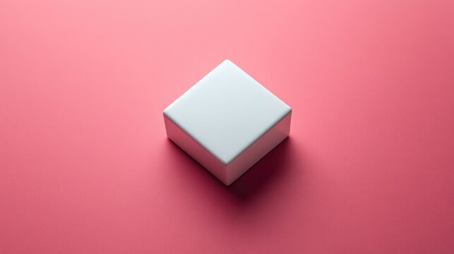 White rectangular box on a pink background with soft shadows and copy space for text placement.