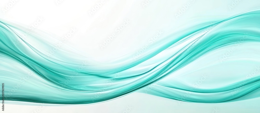 Fototapete Abstract turquoise wave background with soft flowing lines and ample copy space for text integration