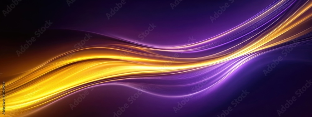 Poster colorful abstract background with smooth flowing lines in purple and golden hues ideal for modern de