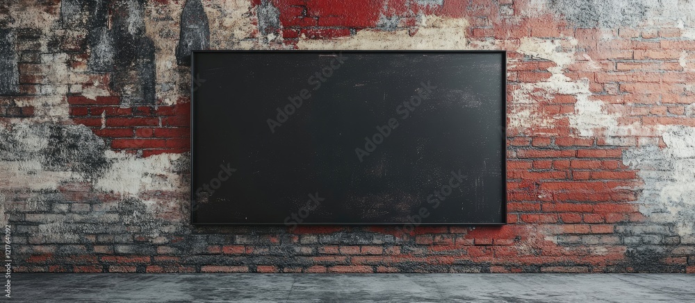 Poster minimalist black poster displayed in an art gallery setting with textured wall and ample copyspace f