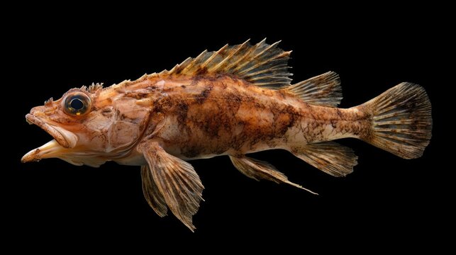 Mediterranean Underwater View of Aucas Robbesoni Fish on Black Background