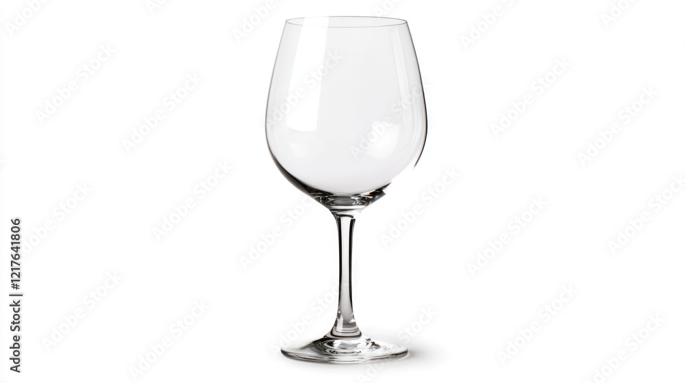 Poster empty wine glass on a white background with copy space for text and design elements