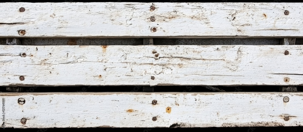 Poster weathered white wooden planks background with rustic texture and imperfections ideal for use as a ba