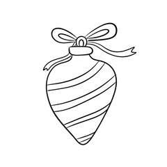 Hand drawn vector doodle of a decorative ornament with a bow and swirling lines vector illustration