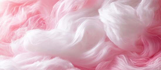 Textured pink and white cotton candy background with soft fibers and Copy Space for text placement