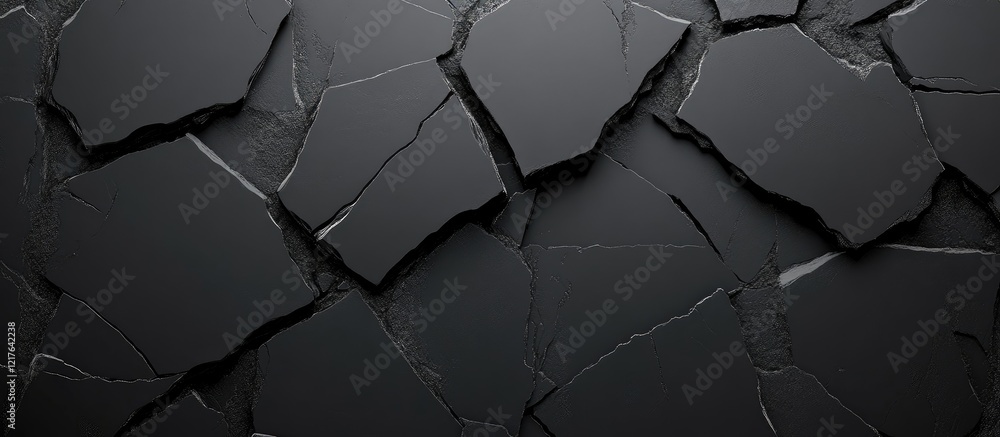 Poster cracked black slate texture background with dark gray edges ideal for text placement and creative de